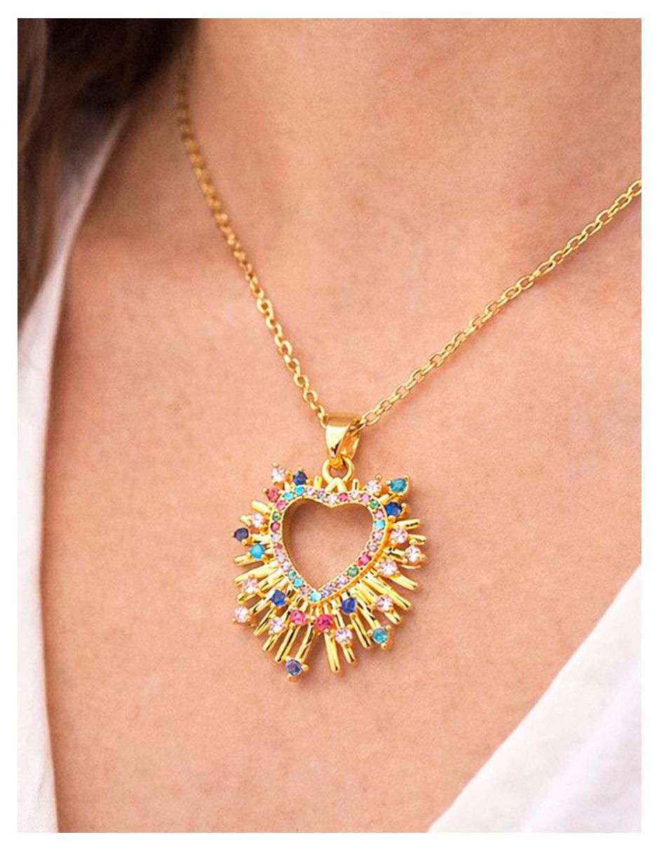Collar con dije corazón de oro laminado 18 K 4