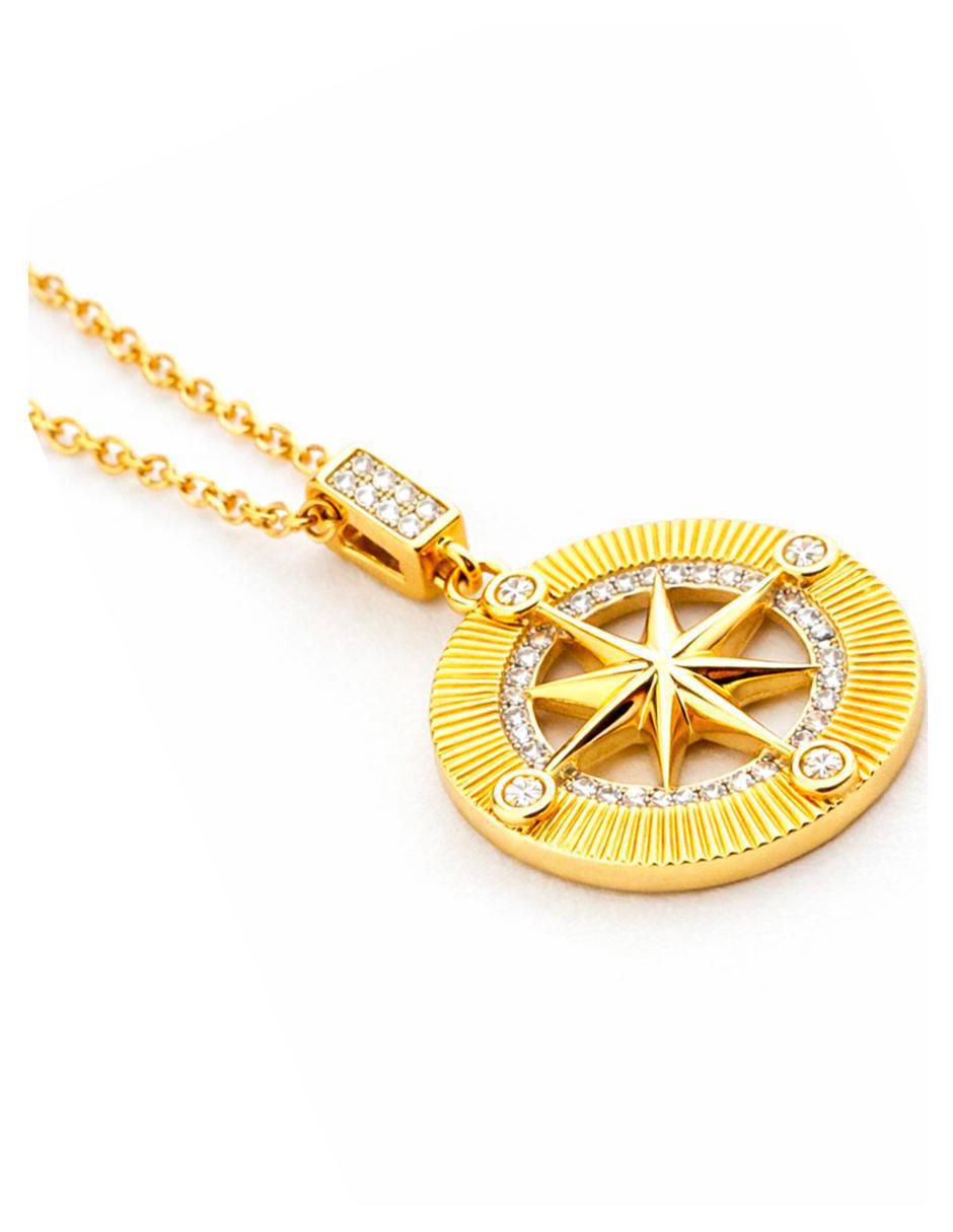 Collar rosa de los vientos de oro laminado 18 K 3