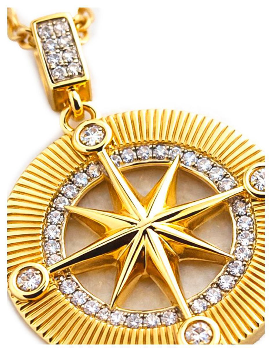 Collar rosa de los vientos de oro laminado 18 K 4