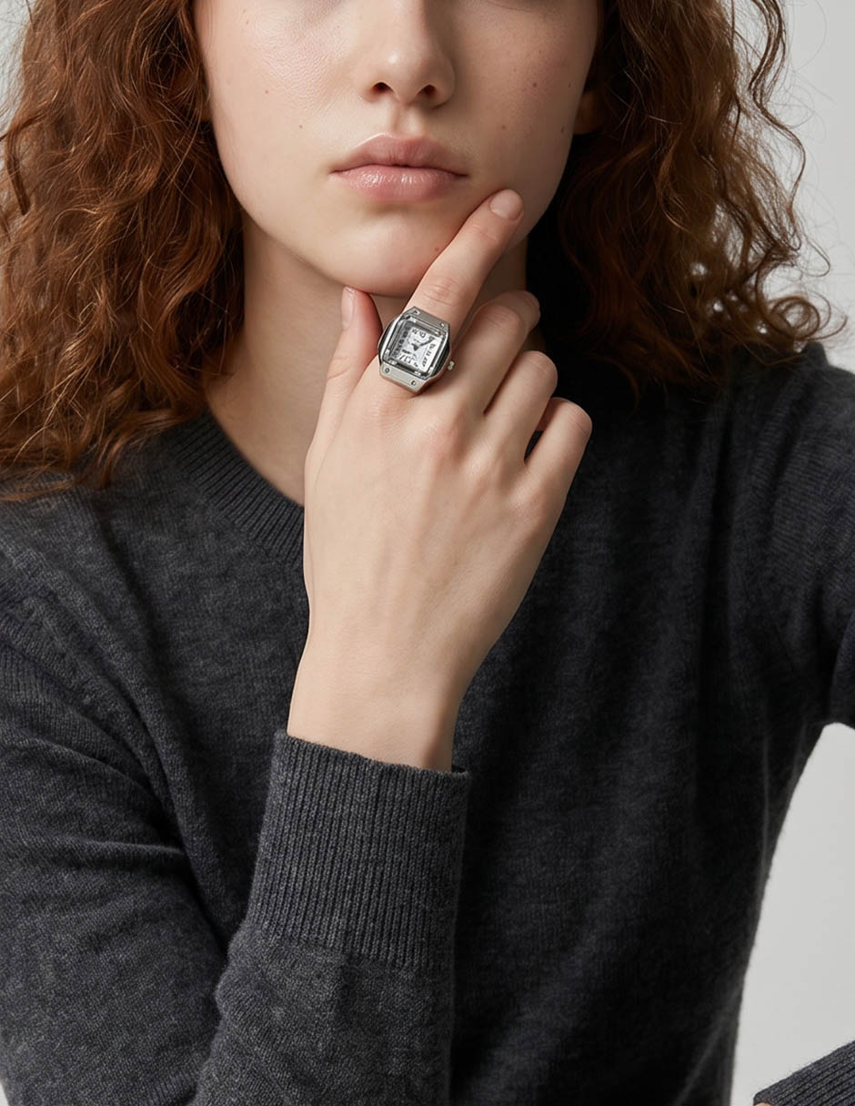 Anillo cuadrado brillante