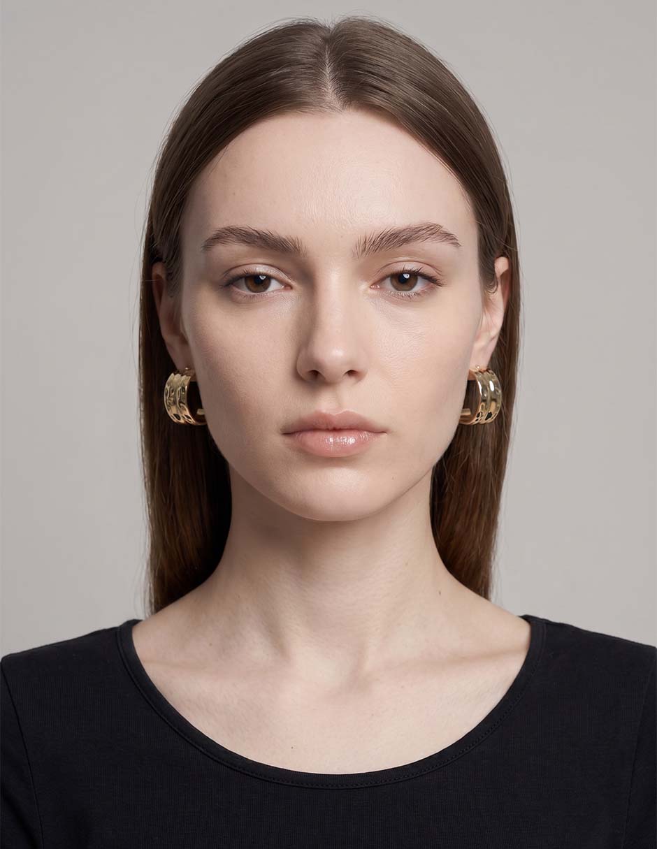 Aretes de aro circulares con acabado brillante 4