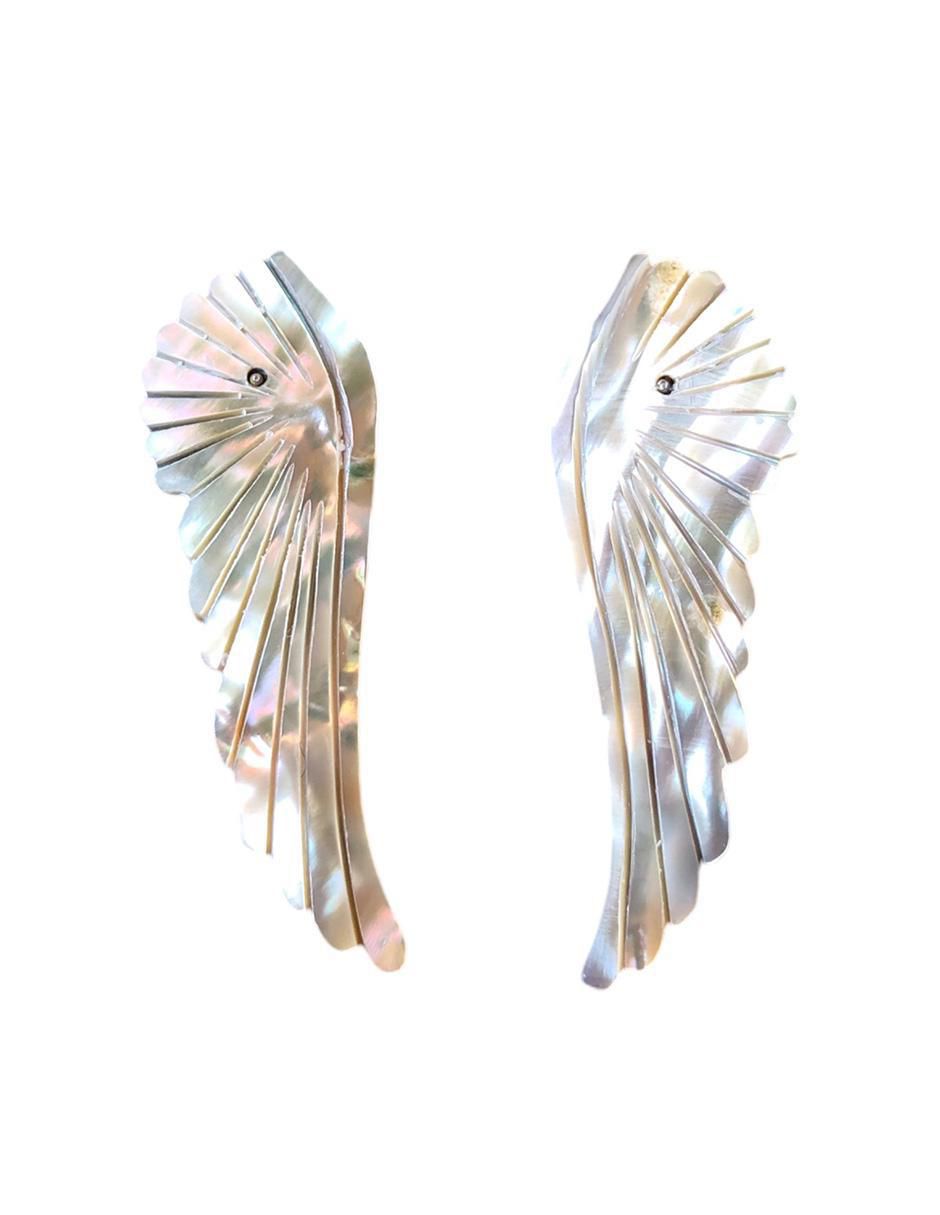 Aretes y collar de ángel mirlo blanco