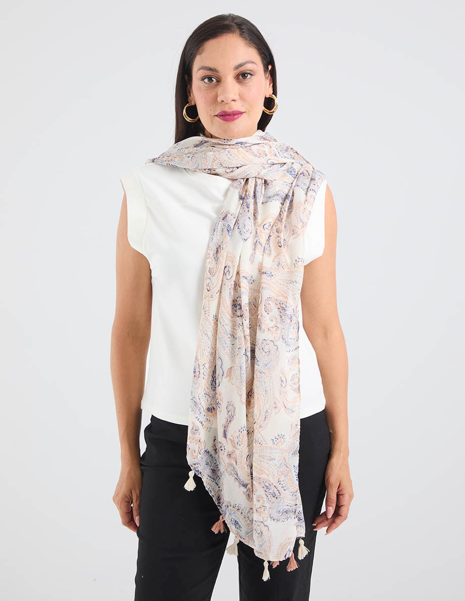 Pashmina Con Estampado Damasco De Viscosa Para Mujer