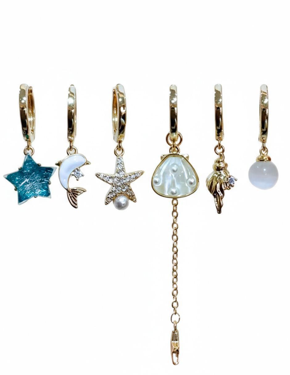 Set de aretes de oro laminado 10 K con acabado brillante Set de aretes de oro laminado 10 K con acabado brillante