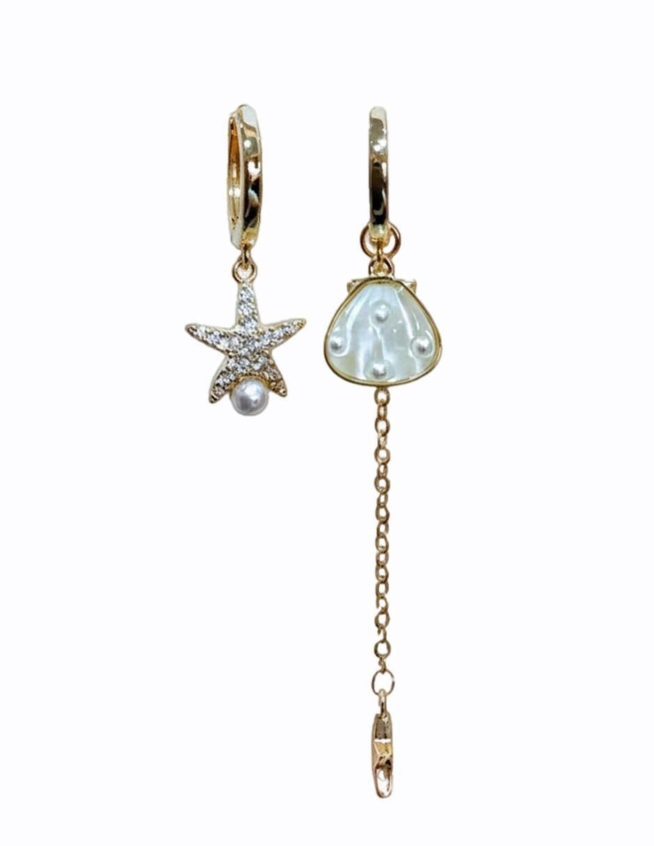 Set de aretes de oro laminado 10 K con acabado brillante