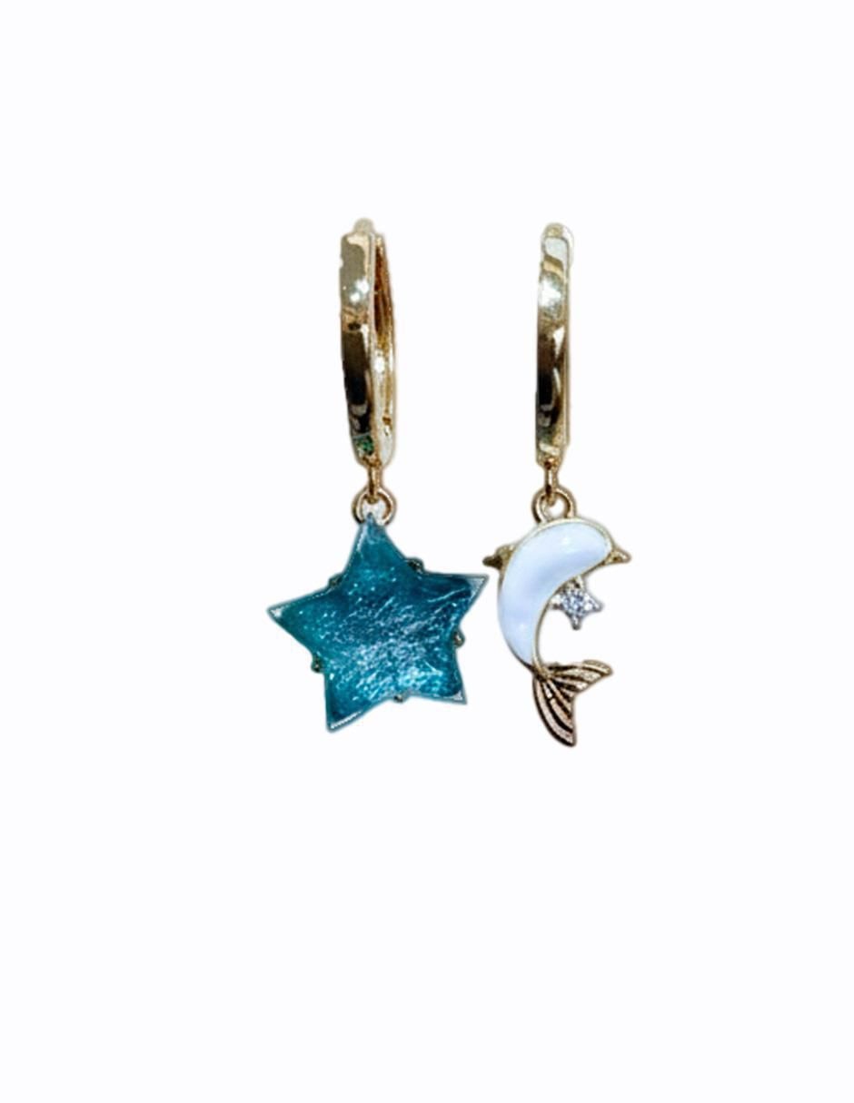 Set de aretes de oro laminado 10 K con acabado brillante