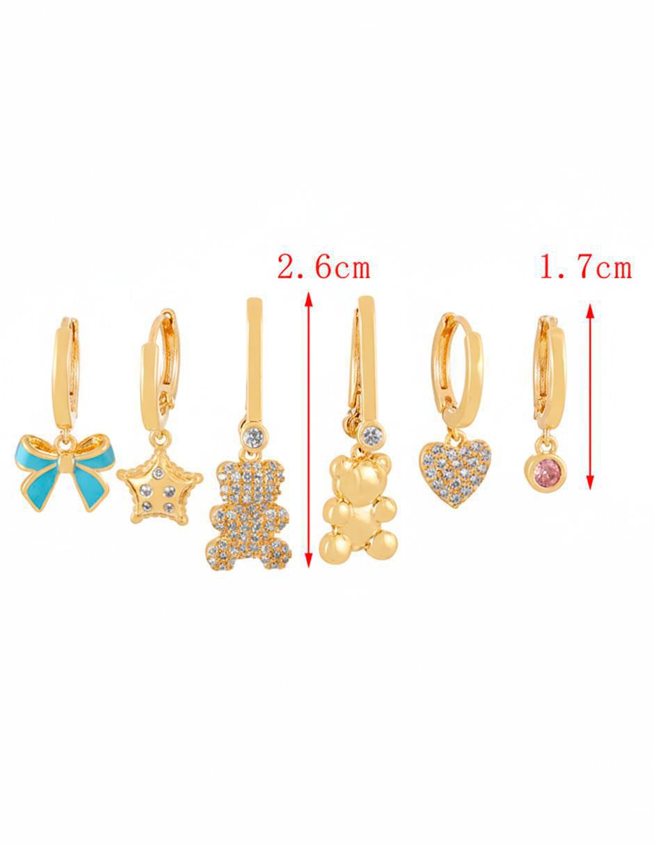 Set de aretes de oro laminado 10 K con acabado brillante 3