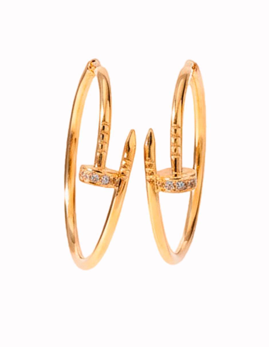 Set de aretes circulares de oro laminado 10 K con acabado brillante 3