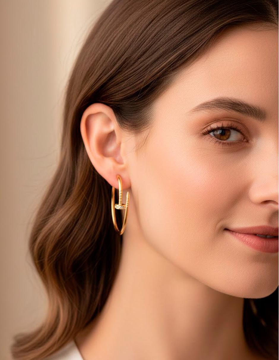 Set de aretes circulares de oro laminado 10 K con acabado brillante 4