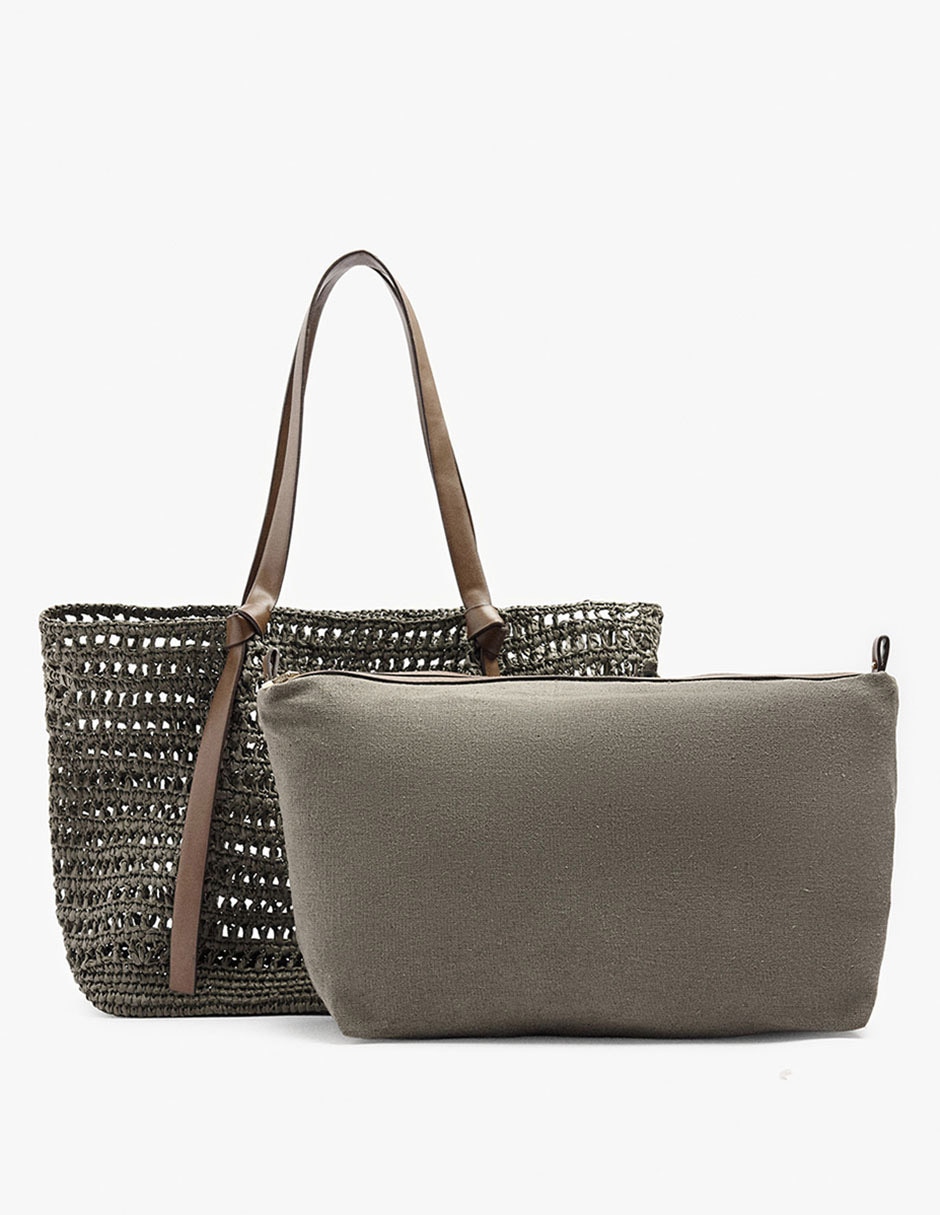 "set/bolsa" shopper bamboo no aplica "de" mezcla de materiales "para" (si aplica) mujer 2