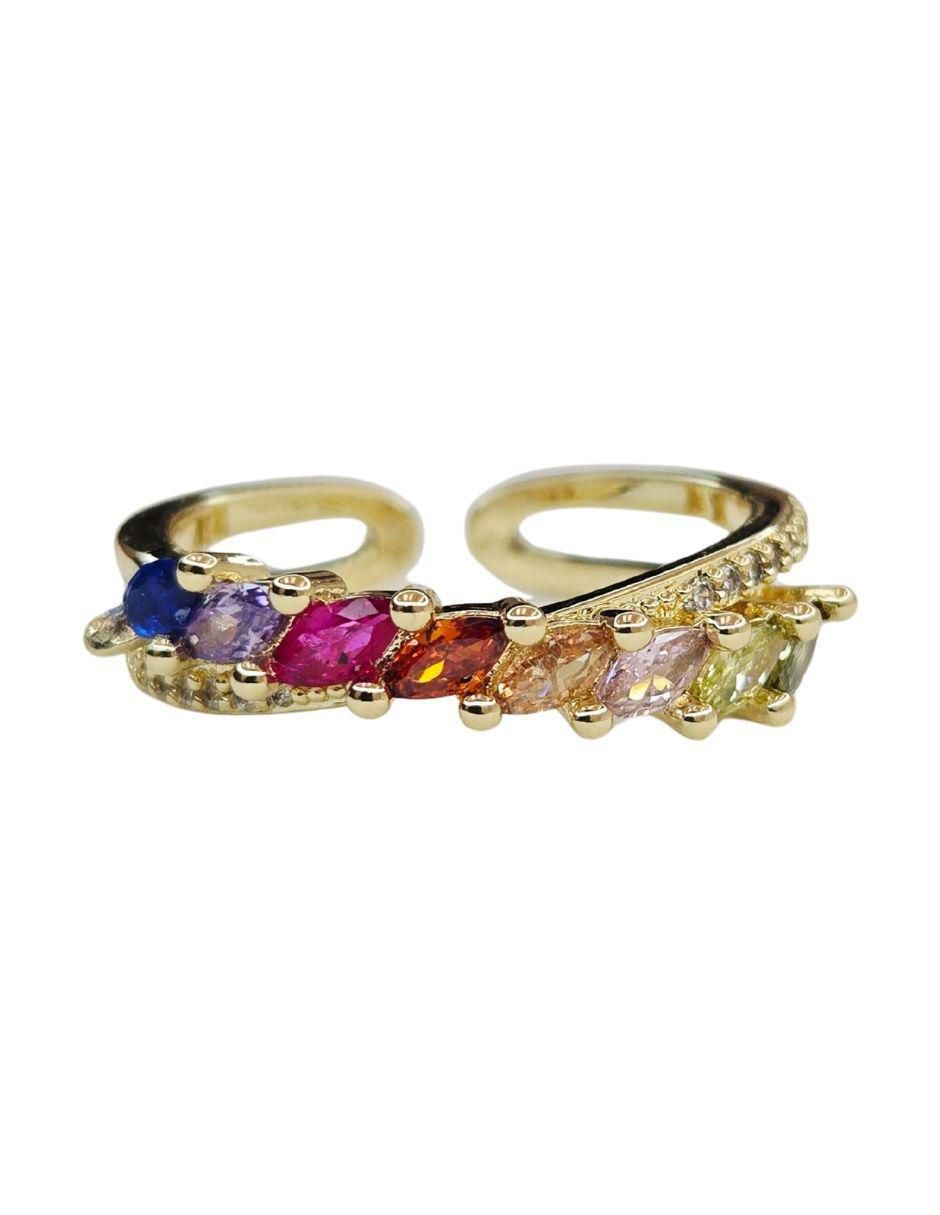 Anillo Aura acabado baño de oro 18 K zirconia