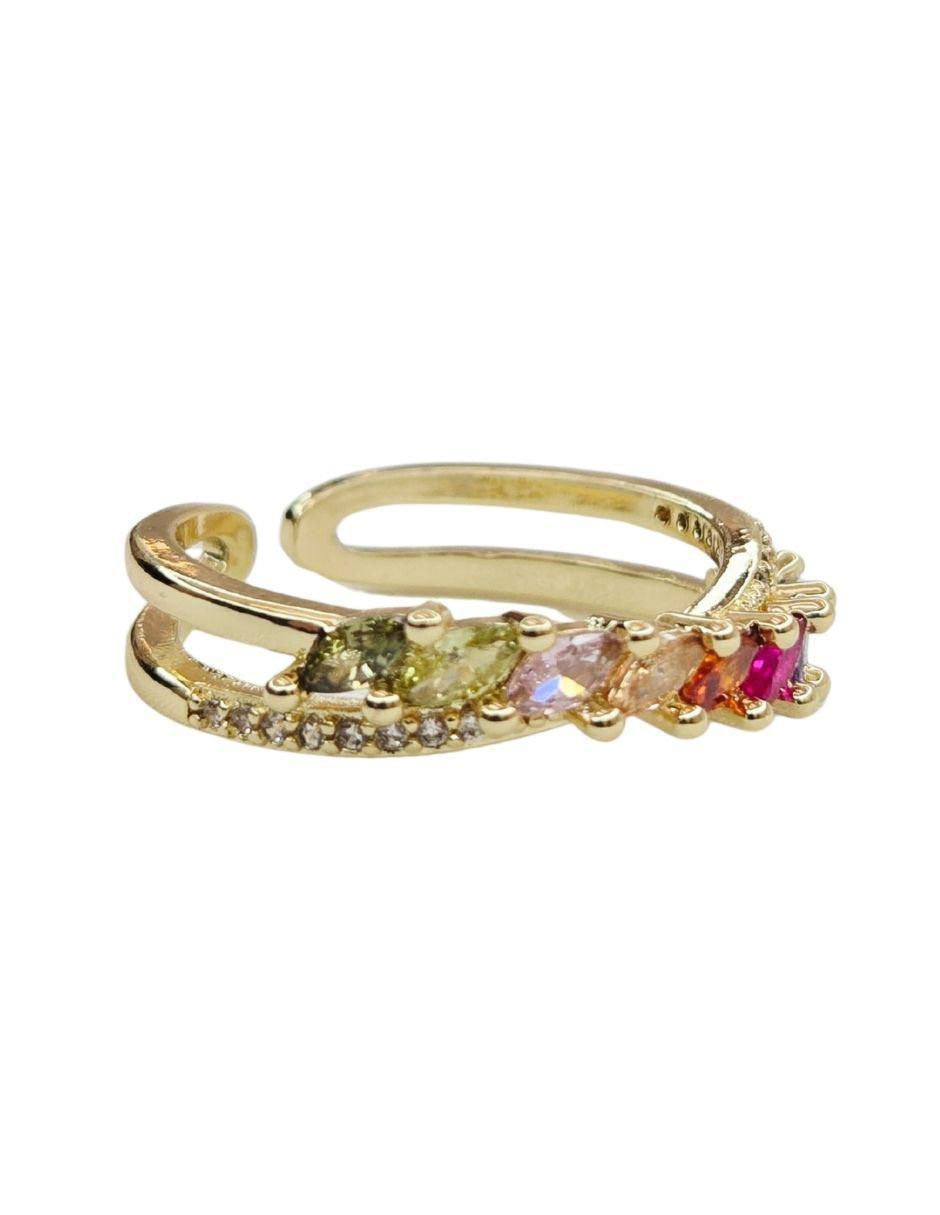 Anillo Aura zirconia con acabado baño de oro 18 k 5