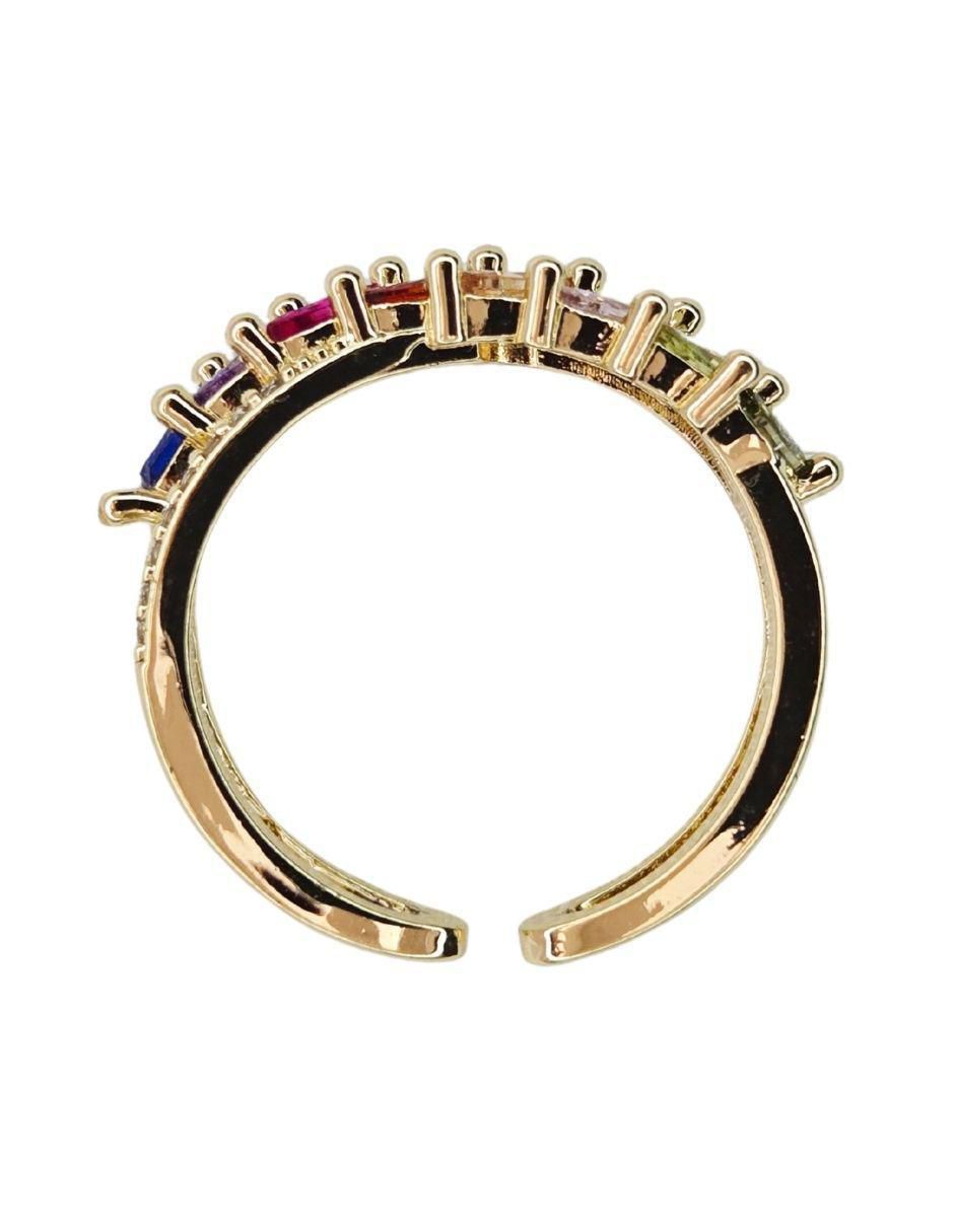 Anillo Aura zirconia con acabado baño de oro 18 k