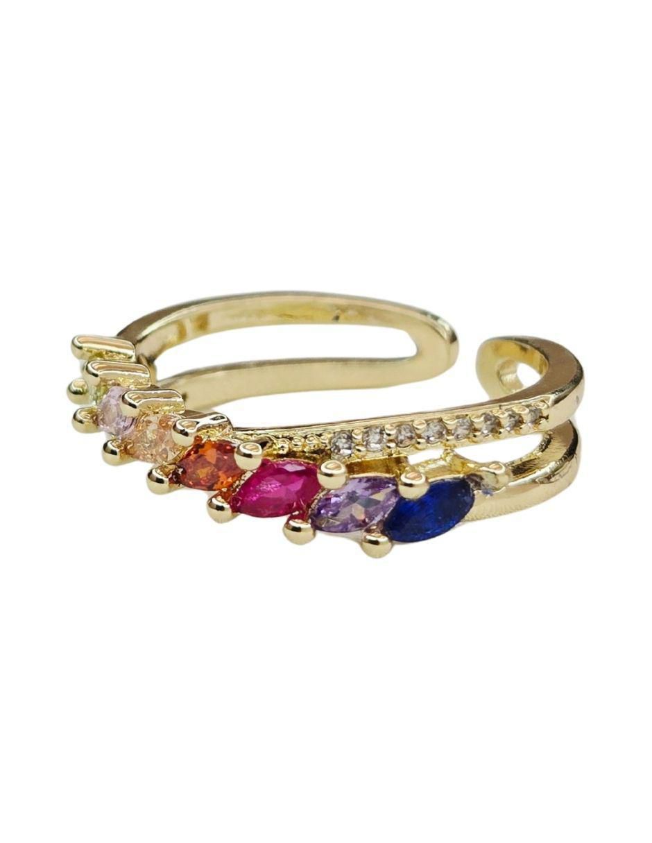 Anillo Aura zirconia con acabado baño de oro 18 k