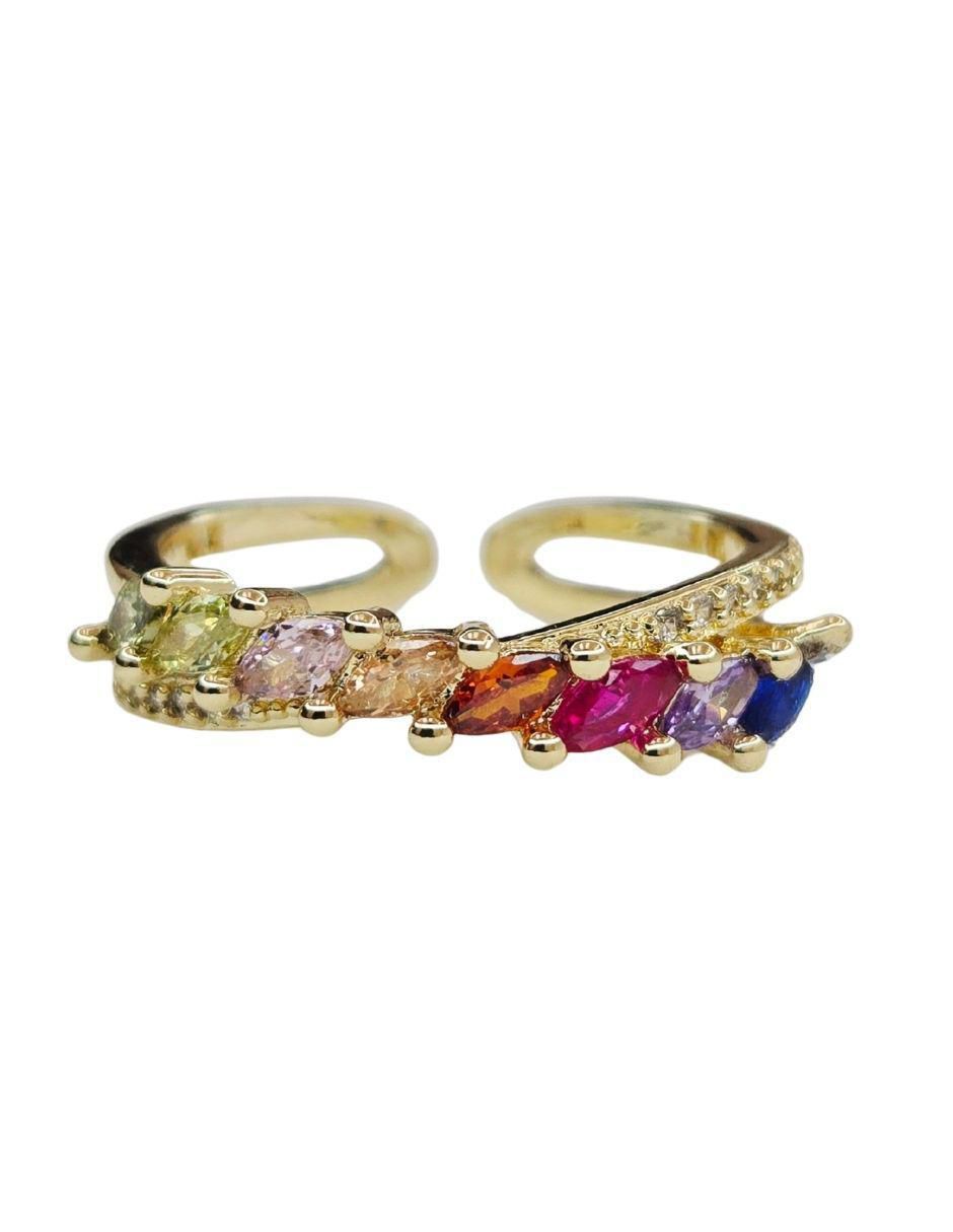 Anillo Aura zirconia con acabado baño de oro 18 k