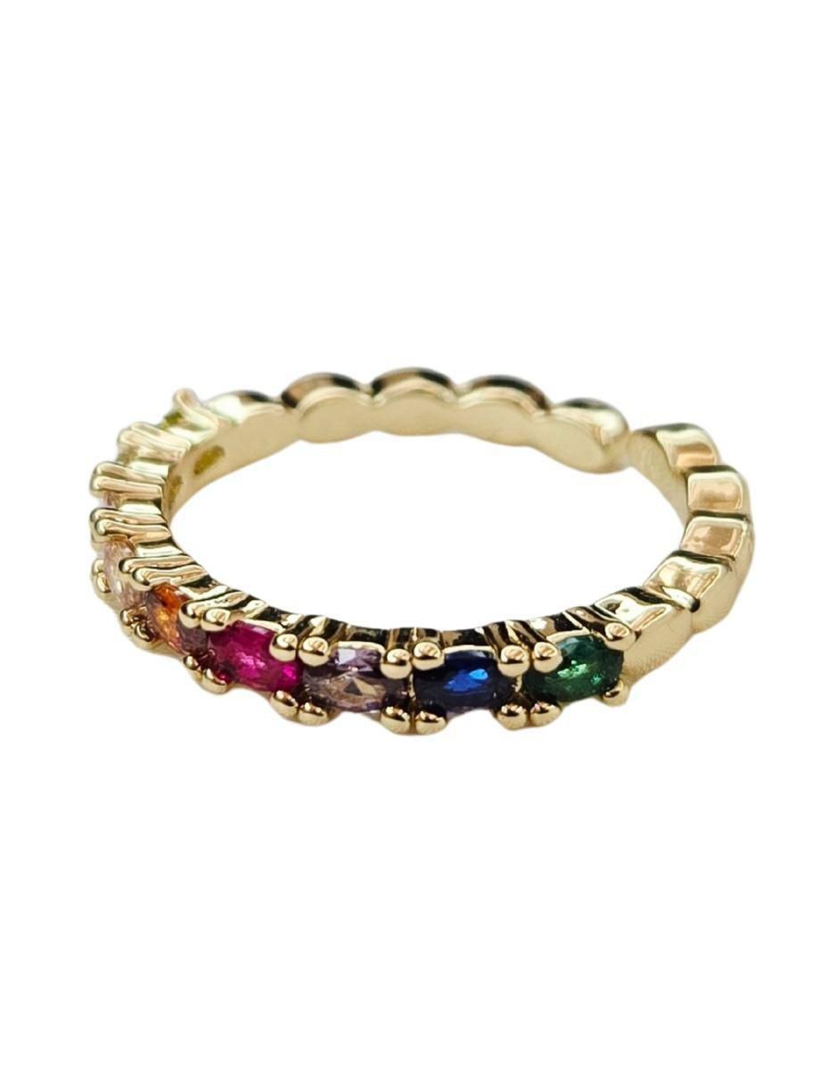Anillo zirconia con acabado baño de oro 18 k 3