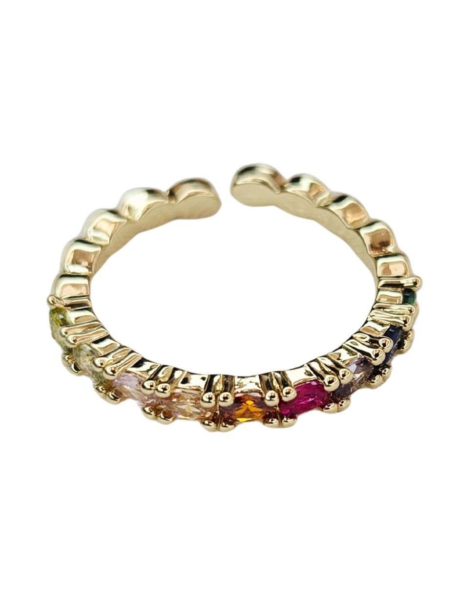 Anillo zirconia con acabado baño de oro 18 k 2