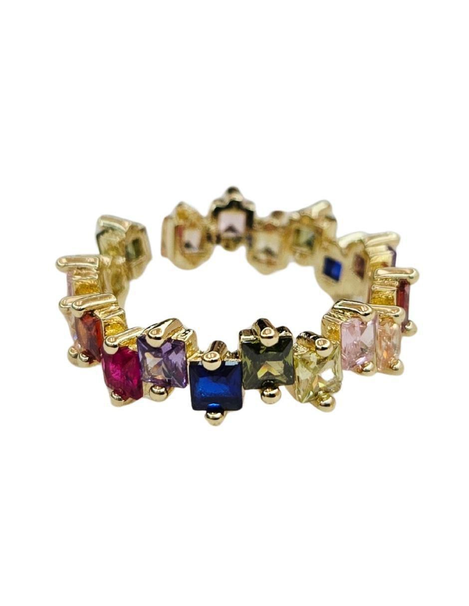 Anillo zirconia con acabado baño de oro 18 k 5