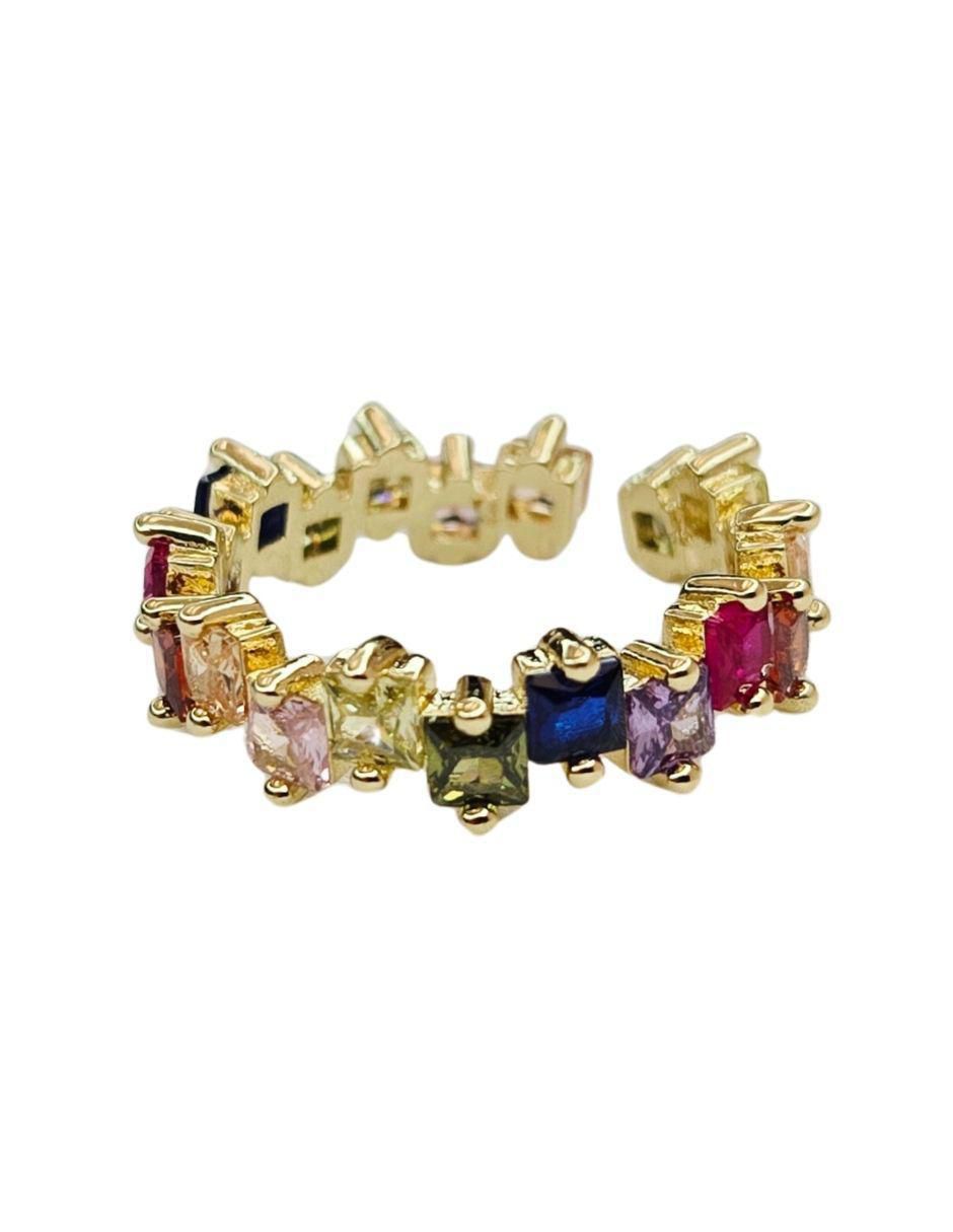 Anillo zirconia con acabado baño de oro 18 k 3