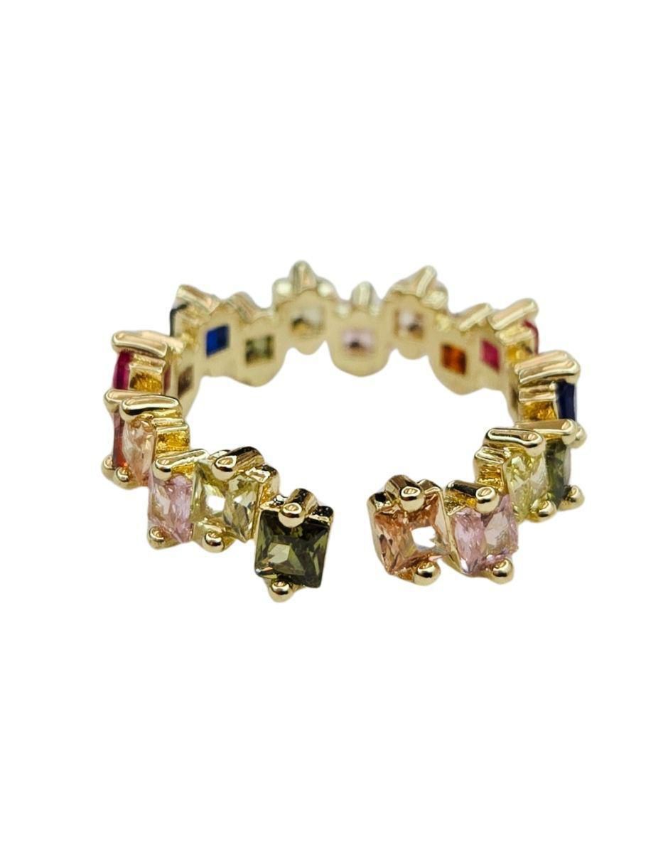 Anillo zirconia con acabado baño de oro 18 k 2