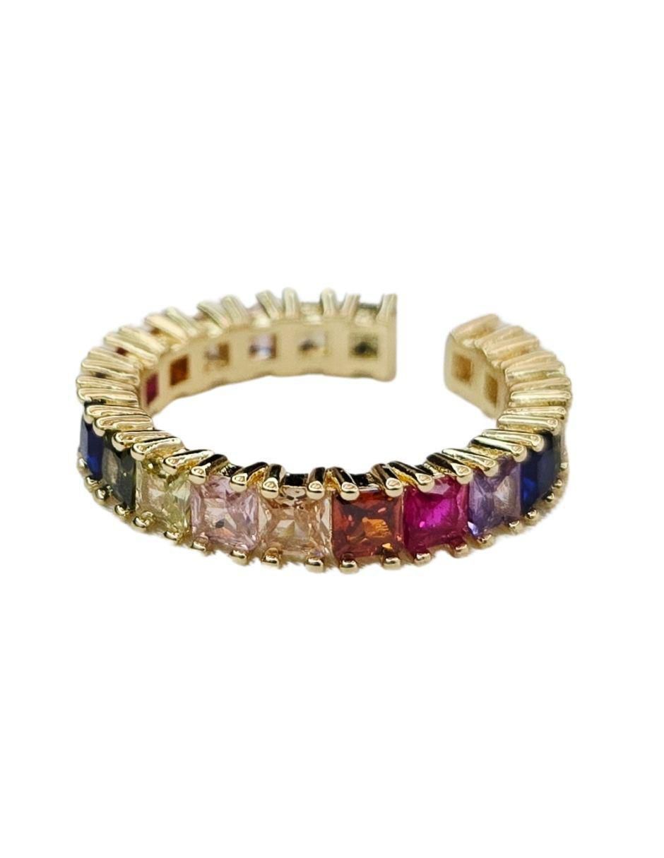 Anillo zirconia con acabado baño de oro 18 k