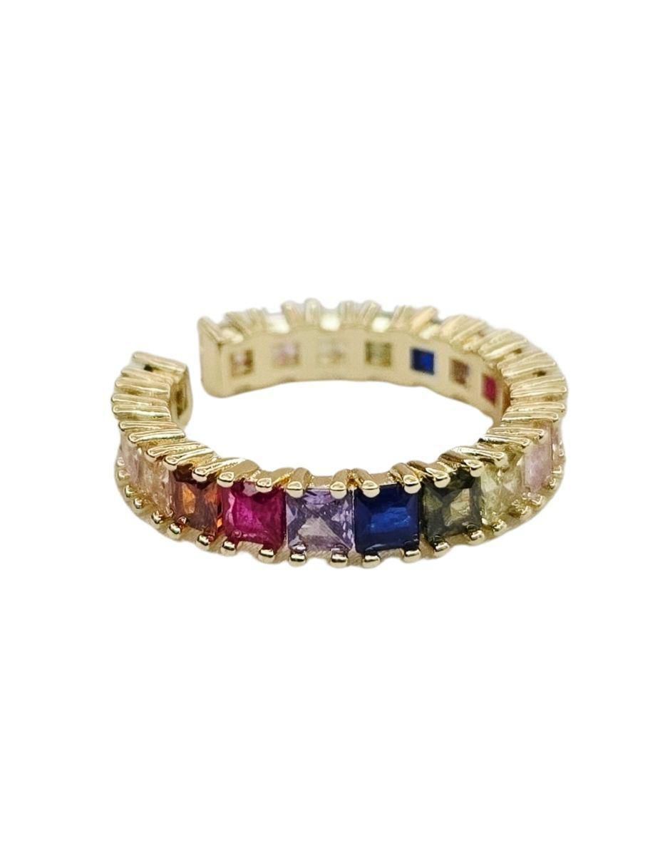 Anillo zirconia con acabado baño de oro 18 k
