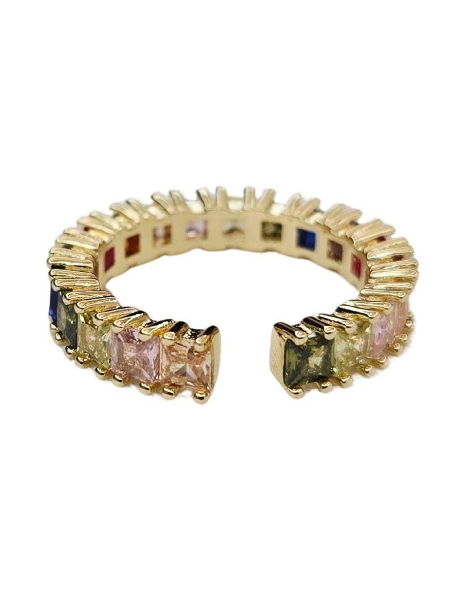 Anillo zirconia con acabado baño de oro 18 k