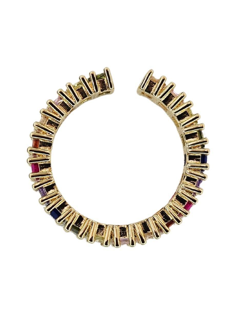 Anillo zirconia con acabado baño de oro 18 k