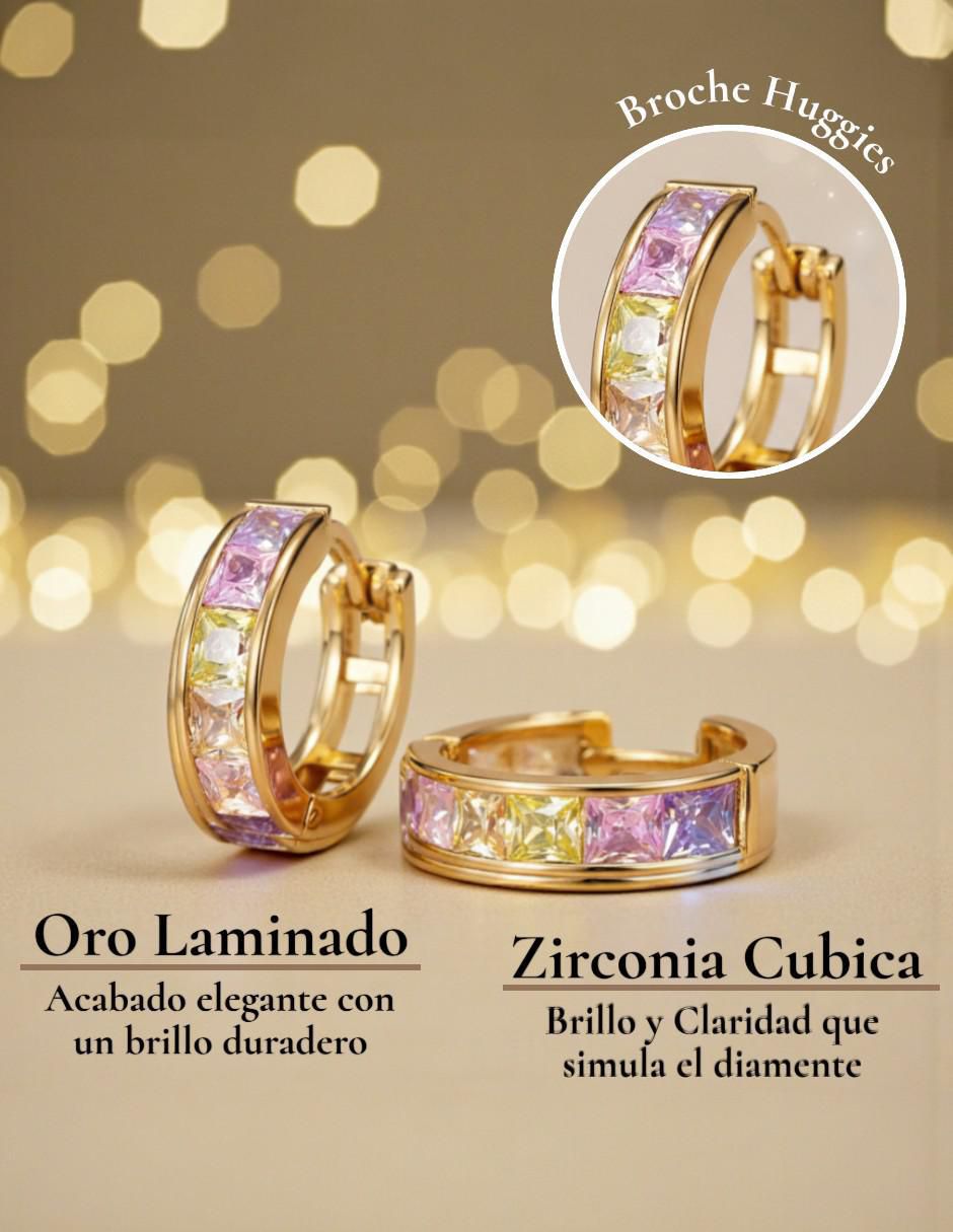 Huggies de oro laminado 14 k con acabado chapa de oro zirconia cúbica 5
