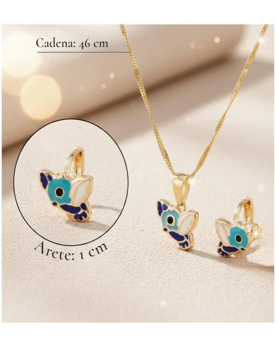 Aretes y collar de pájaro de oro laminado 14 k 5