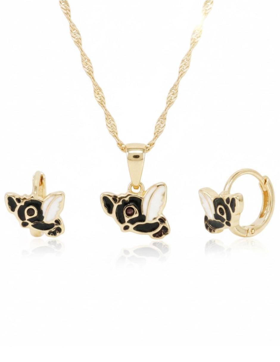 Aretes y collar de pájaro de oro laminado 14 k