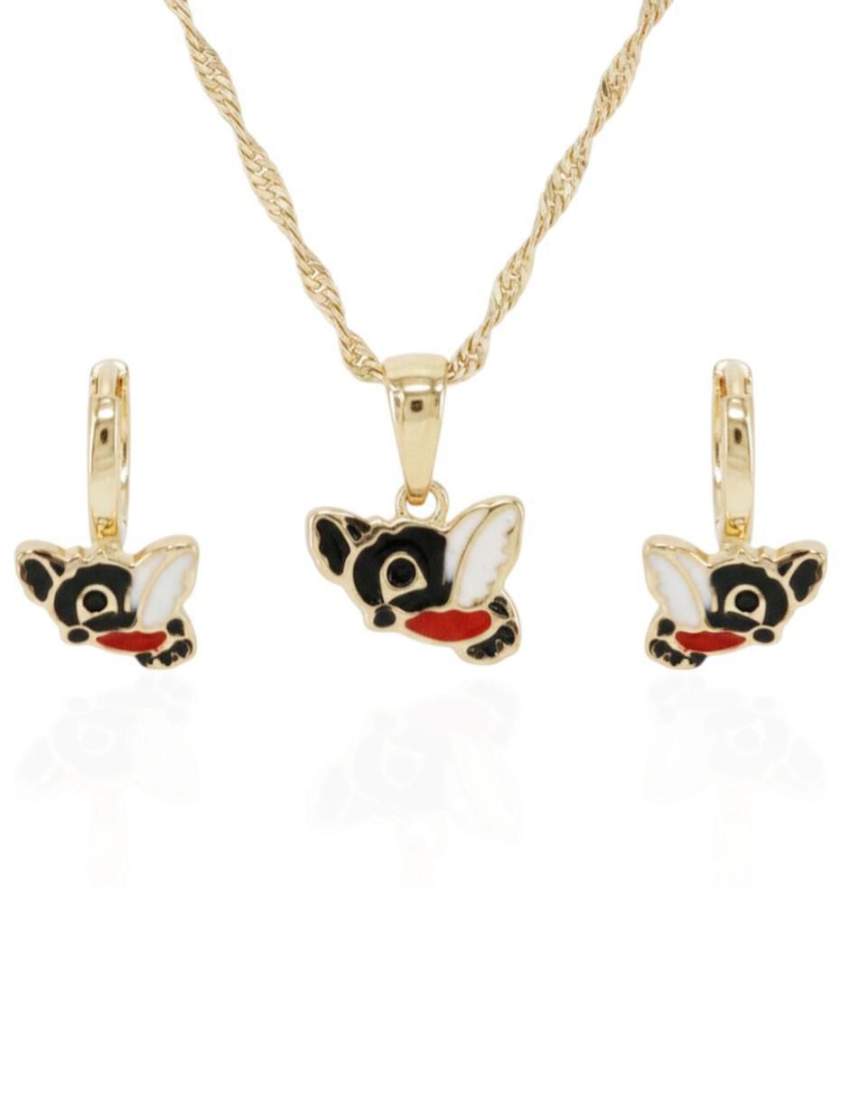 Aretes y collar de pájaro Cm-Top de oro laminado 14 k