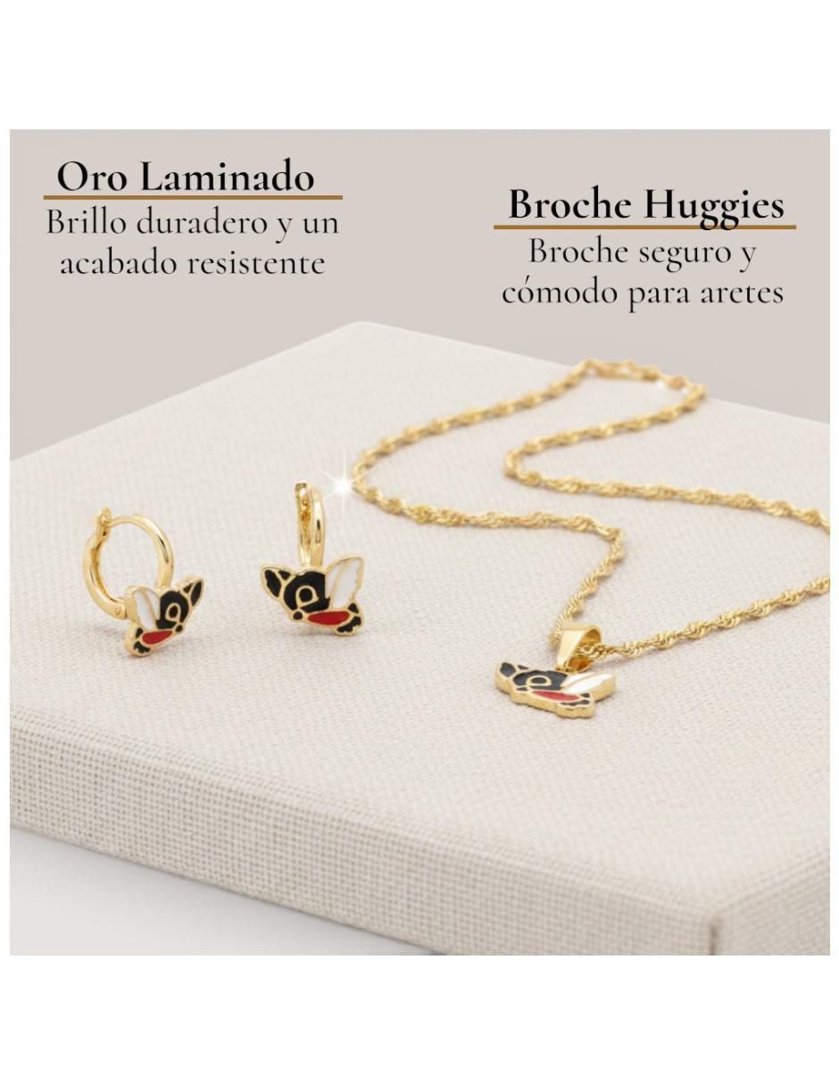 Aretes y collar de pájaro Cm-Top de oro laminado 14 k