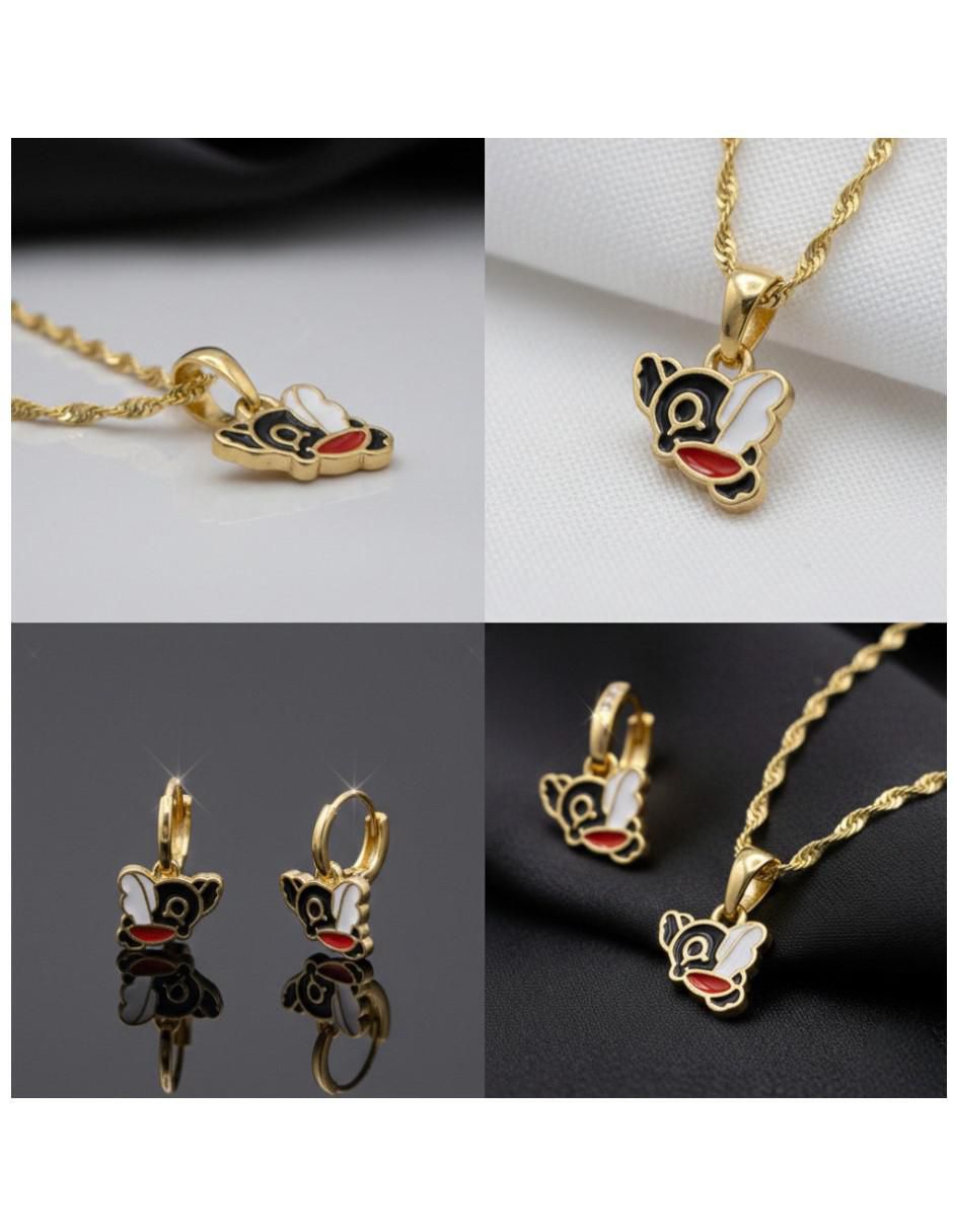 Aretes y collar de pájaro Cm-Top de oro laminado 14 k
