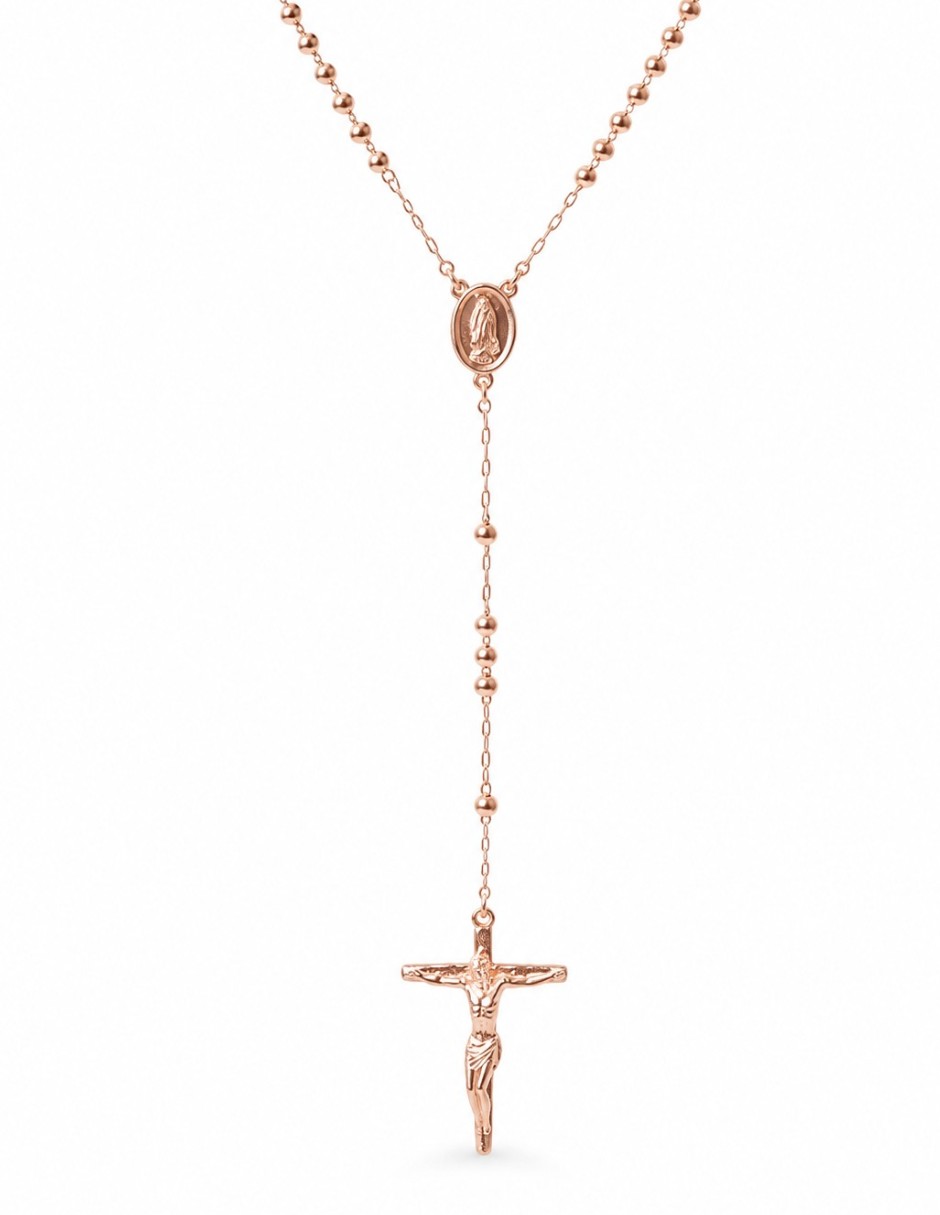 Collar cristo virgen rosario católico con medalla de virgen de guadalupe y cruz de cristo, incluye caja de regalo de oro laminado 14 k