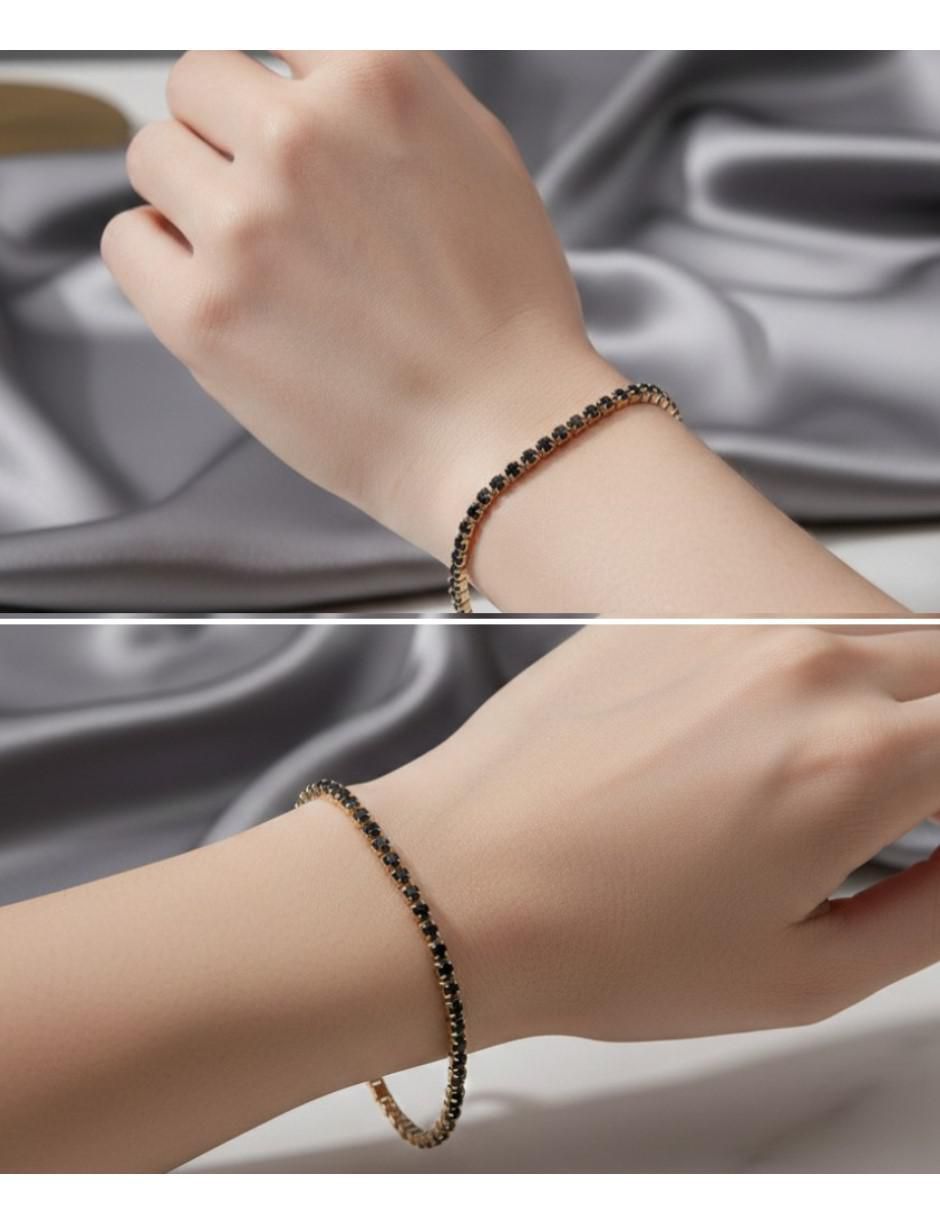 Pulsera de oro laminado con zirconia cúbica 14 k brazalete elegante juvenil con extensión acabado chapa de oro 5
