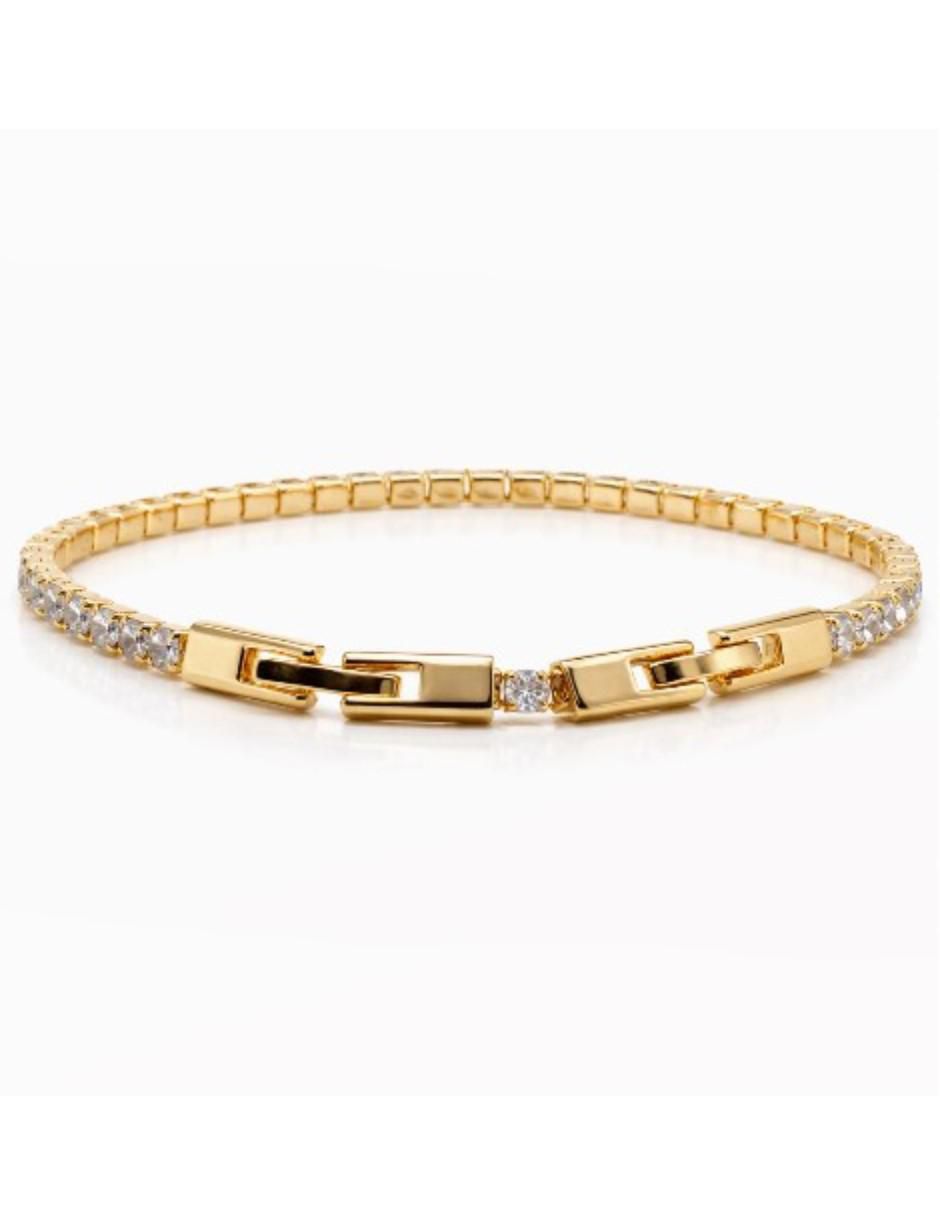 Pulsera de oro laminado con zirconia cúbica 14 k brazalete elegante juvenil con extensión acabado chapa de oro