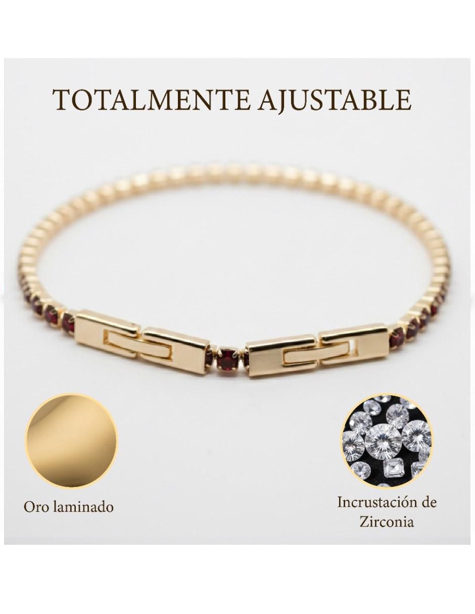 Pulsera cm-top de oro laminado con zirconia cúbica 14 k brazalete elegante juvenil con extensión acabado chapa de oro