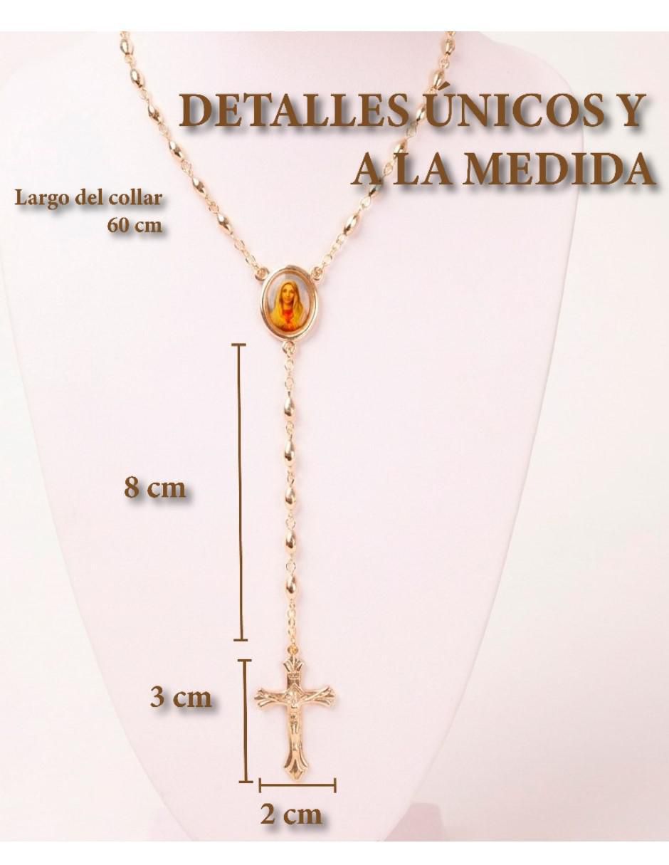 Collar virgen rosario católico con medalla virgen de guadalupe y cruz de cristo de oro laminado 14 k 2