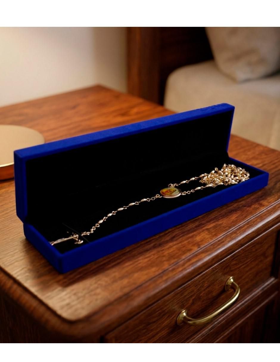Collar virgen rosario católico con medalla virgen de guadalupe y cruz de cristo de oro laminado 14 k 3