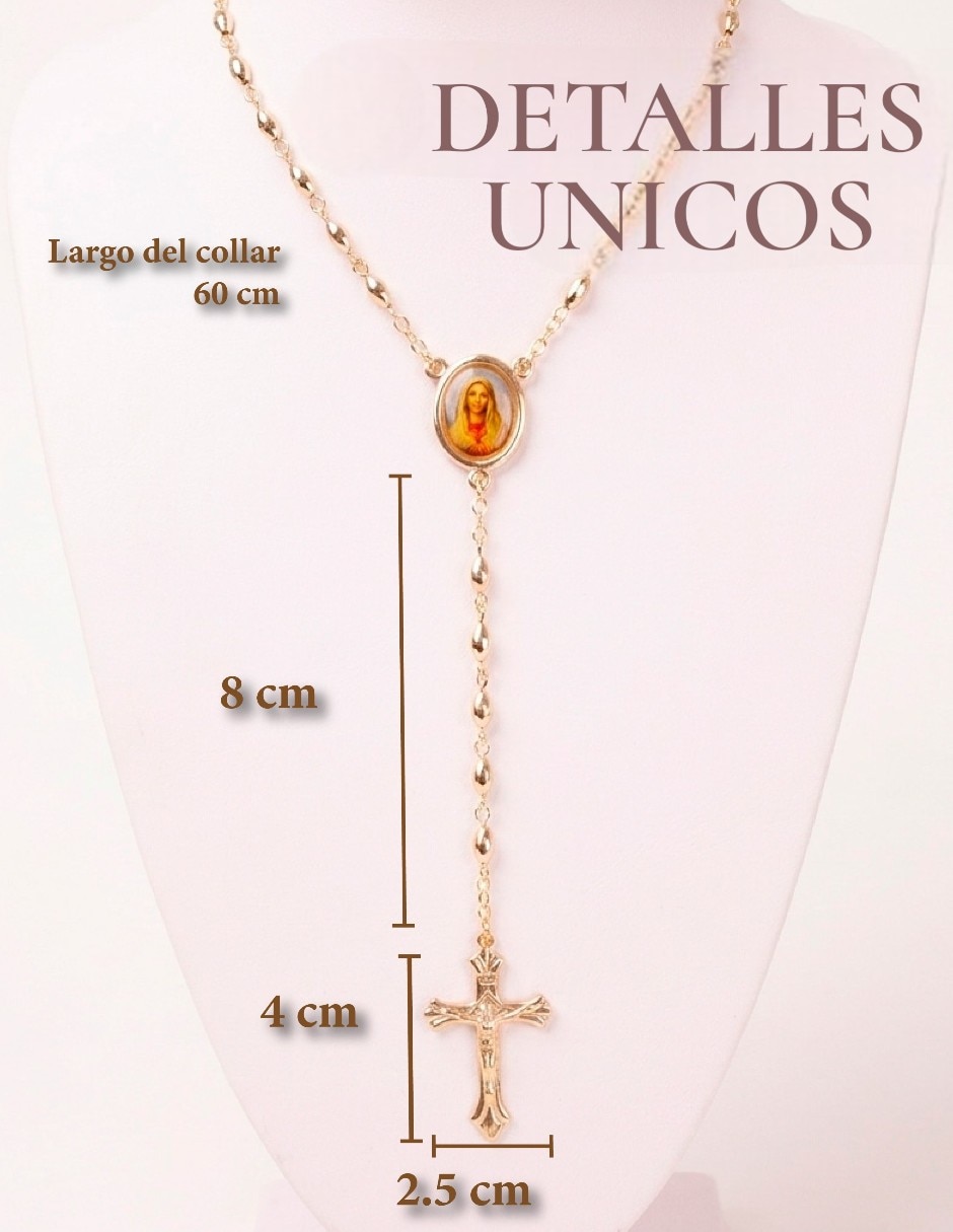 Collar virgen cm-top rosario católico con medalla virgen de guadalupe y cruz de cristo de oro laminado 14 k