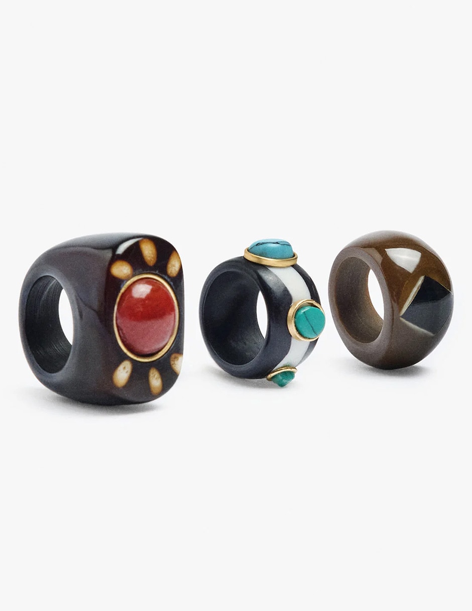 Set Anillo De Irregular Parfois Trend Sin Kilataje De Mezcla De Materiales Sin Gema Sin Acabado