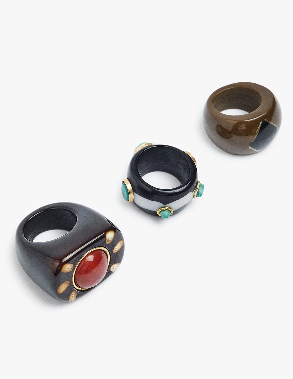 Set Anillo De Irregular Parfois Trend Sin Kilataje De Mezcla De Materiales Sin Gema Sin Acabado