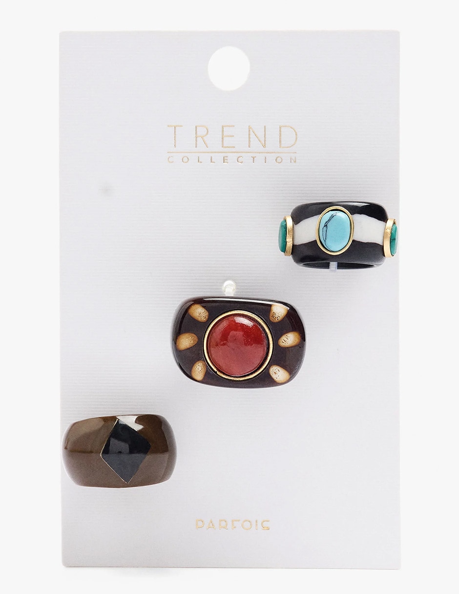 Set Anillo De Irregular Parfois Trend Sin Kilataje De Mezcla De Materiales Sin Gema Sin Acabado