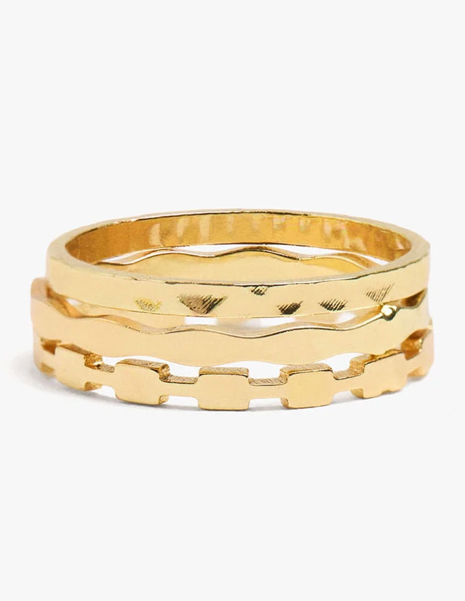 Set Anillo De Irregular Golden Delicates Sin Kilataje De Lat—n Sin Gema Sin Acabado