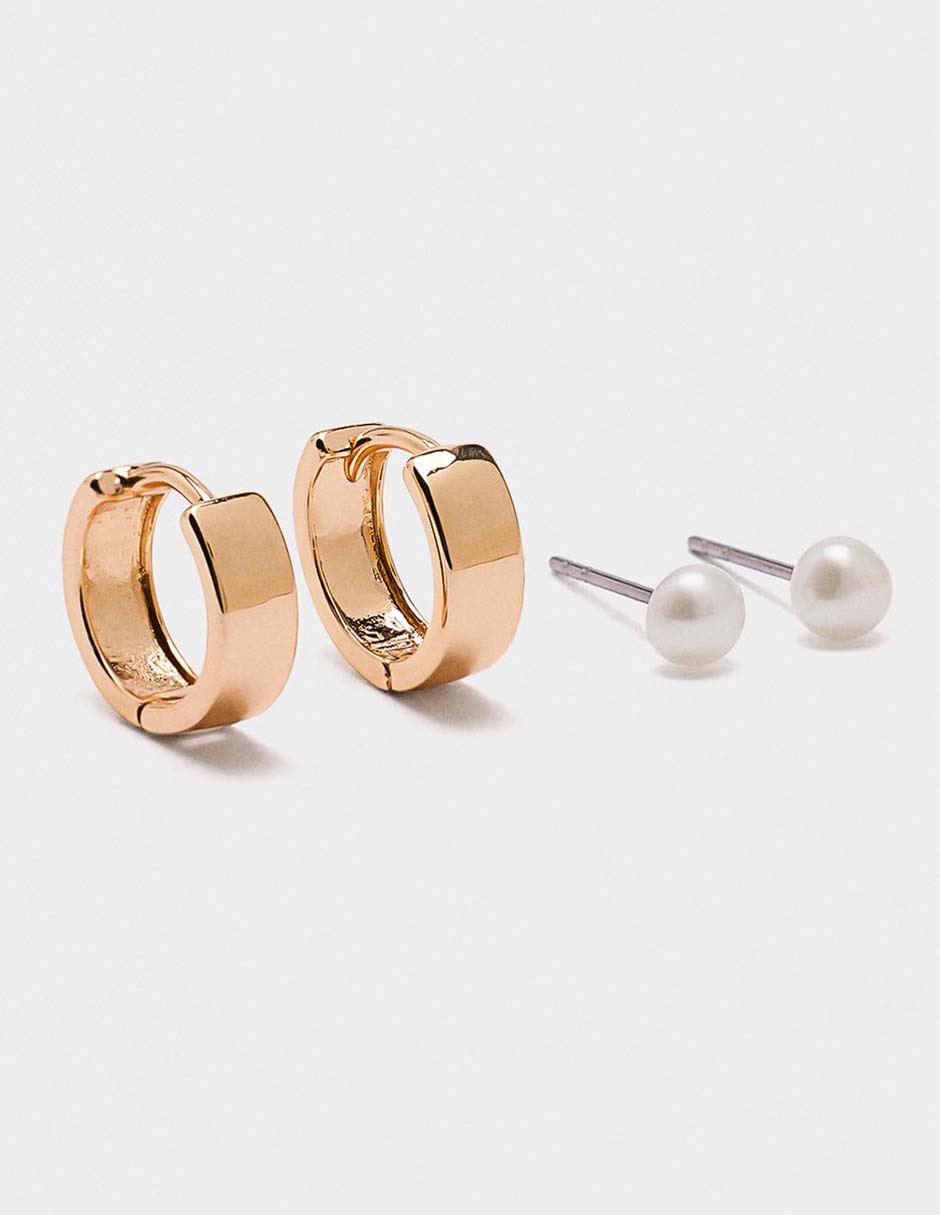 Set De Aretes De Irregular Golden Delicates De Mezcla De Materiales Sin Kilataje Con Acabado Liso Sin Gema