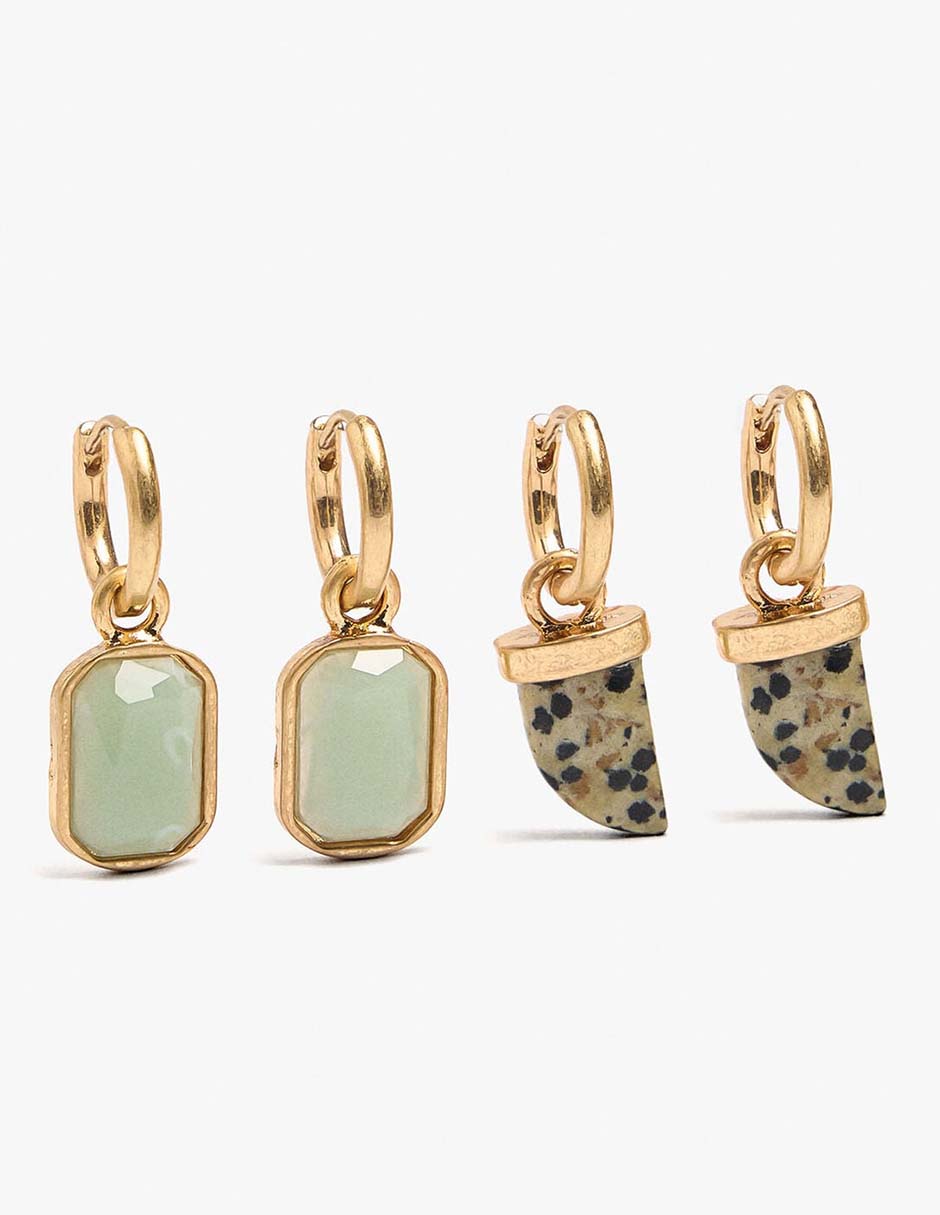 Set De Aretes De Irregular Earthy De Mezcla De Materiales Sin Kilataje Con Acabado Liso Imitaci—n Perla