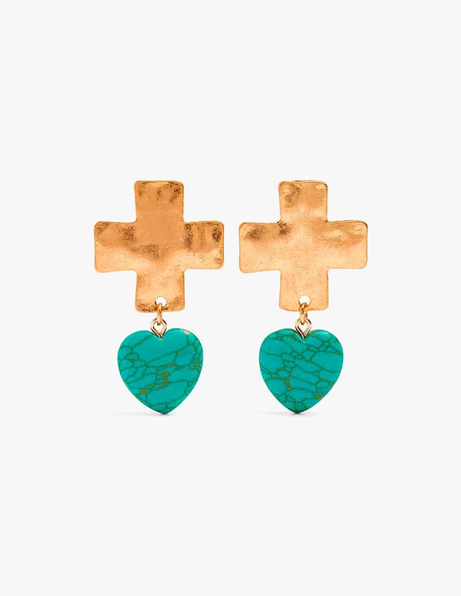 Aretes largos charmy con acabado pulido fantasía