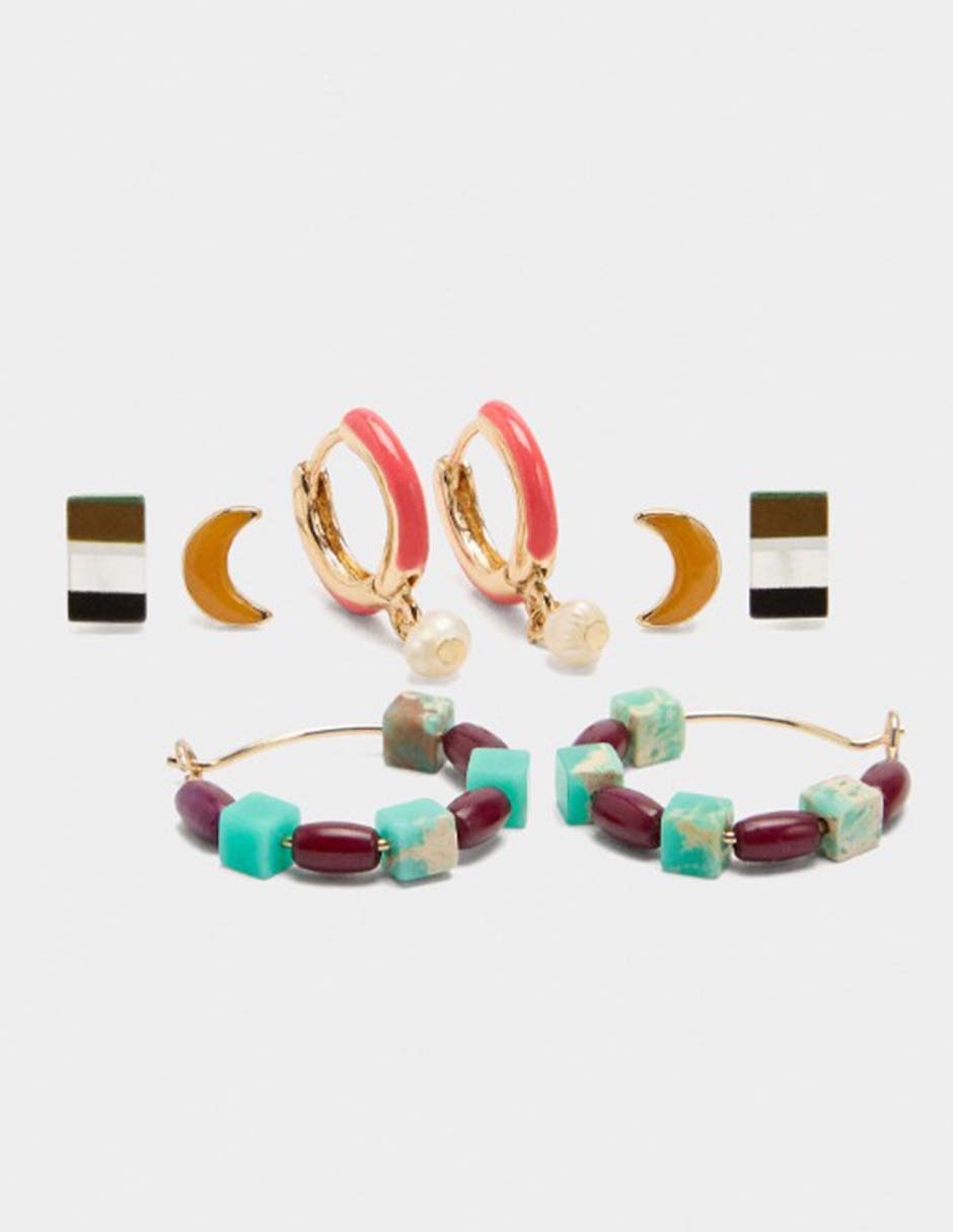 Set De Aretes De Irregular Wine & Dine De Mezcla De Materiales Sin Kilataje Con Acabado Liso Sin Gema