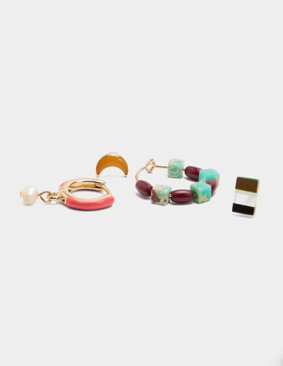 Set De Aretes De Irregular Parfois Wine & Dine De Mezcla De Materiales Sin Kilataje Con Acabado Liso Sin Gema